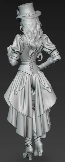 Mô hình 3D Steampunk Lady 1 - Thiết kế quý cô steampunk tinh xảo - Image 4