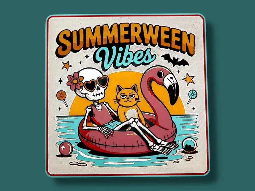 Summerween Vibes Hueforge - Khung xương & Mèo trên phao - Image 1