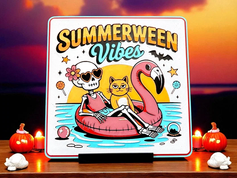 Summerween Vibes Hueforge - Khung xương & Mèo trên phao - Image 2