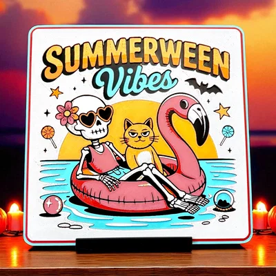 Summerween Vibes Hueforge - Khung xương & Mèo trên phao