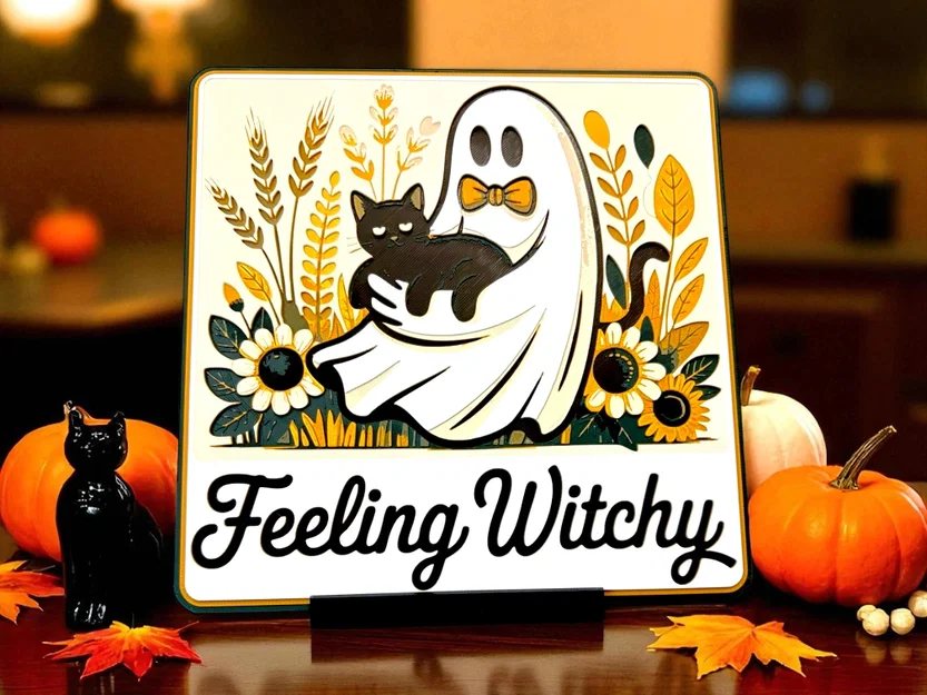Mô hình Hueforge Feeling Witchy Summerween: Ma đáng yêu và mèo đen - Image 2