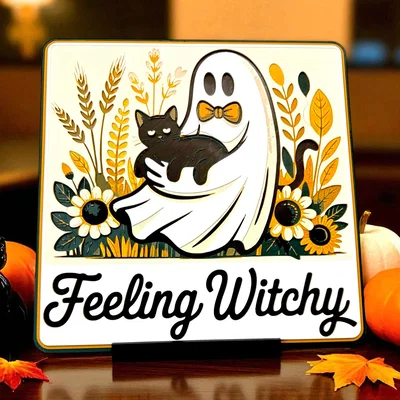 Mô hình Hueforge Feeling Witchy Summerween: Ma đáng yêu và mèo đen