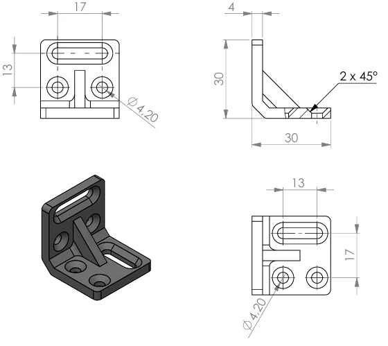 Ke góc lắp ráp gia cố 30 x 30 x 30 mm (t=4) - Image 1