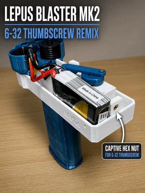 Remix Đế Pin Cho Lepus Blaster MK2 – Tích hợp Ốc Vặn Tay 6-32 và Khoang Pin Lớn Hơn - Image 1
