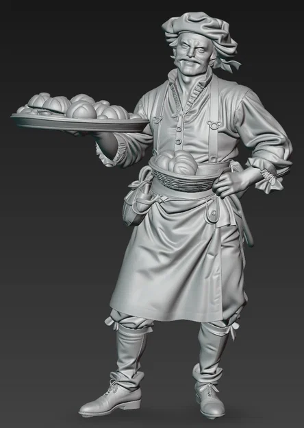 Mô hình người thợ làm bánh thời trung cổ (Medieval Baker 1) 3D Printing - Image 3