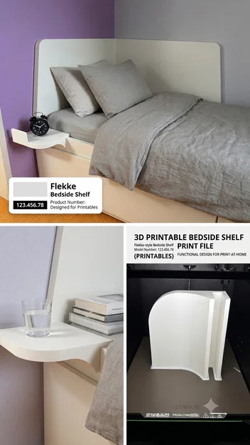 Kệ để đồ gắn thành giường IKEA FLEKKE in 3D thông minh - Image 1