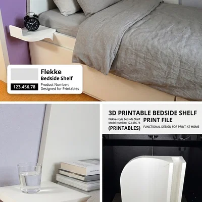 Kệ để đồ gắn thành giường IKEA FLEKKE in 3D thông minh