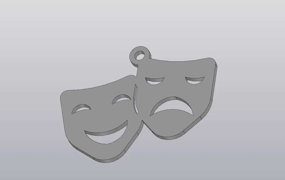 Móc khóa hình mặt nạ kịch nghệ độc đáo - In 3D dễ dàng - Image 1