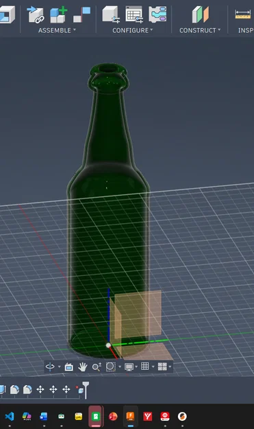 Mô hình 3D chai bia (beer bottle) thiết kế bằng Fusion 360 - Image 1