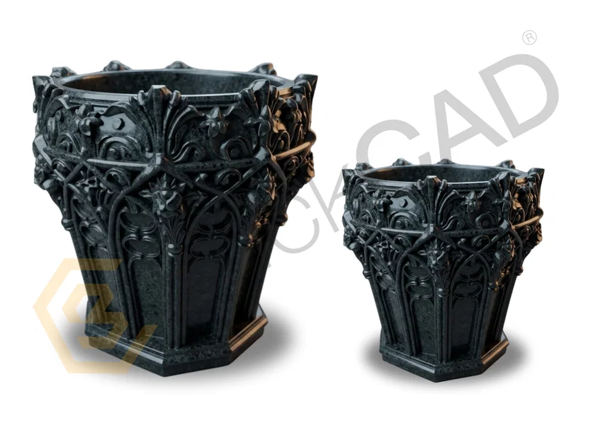 Chậu hoa Gothic với họa tiết Baroque tinh xảo - Image 1