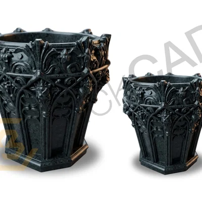 Chậu hoa Gothic với họa tiết Baroque tinh xảo