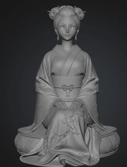 Mô hình 3D Geisha Nhật Bản ngồi tinh xảo - File STL chất lượng - Image 1