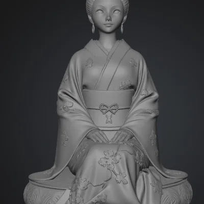 Mô hình 3D Geisha Nhật Bản ngồi tinh xảo - File STL chất lượng