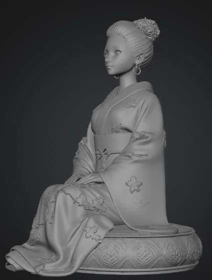 Mô hình 3D Geisha Nhật Bản ngồi tinh xảo - File STL chất lượng - Image 2