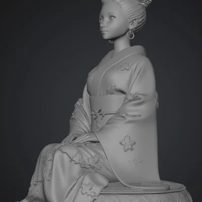 Mô hình 3D Geisha Nhật Bản ngồi tinh xảo - File STL chất lượng