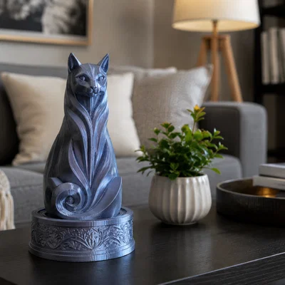 Mô hình tượng mèo nghệ thuật trang trí bàn làm việc in 3D đẹp mắt
