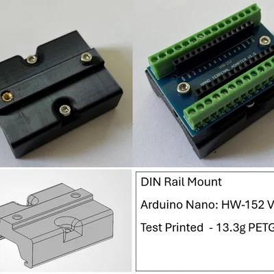 Đế gắn Arduino Nano và Terminal Adapter HW-152 lên thanh DIN Rail