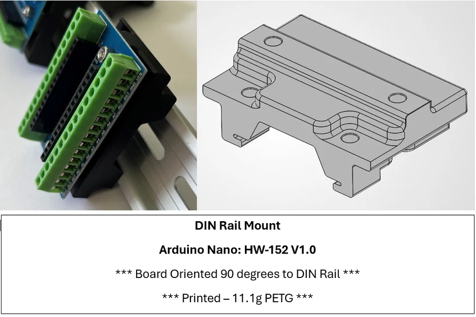 Ngàm gắn Arduino Nano lên thanh DIN Rail (góc 90 độ) - Image 1