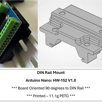 Ngàm gắn Arduino Nano lên thanh DIN Rail (góc 90 độ)