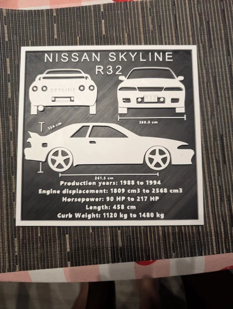Bảng treo tường decor thông số kỹ thuật Nissan Skyline R32 - Image 1