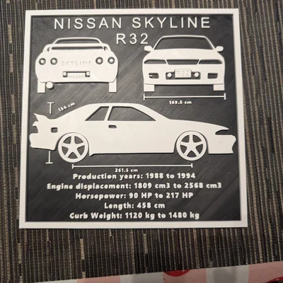 Bảng treo tường decor thông số kỹ thuật Nissan Skyline R32