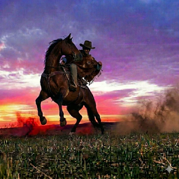 Mô hình 3D Cao bồi cưỡi ngựa sống động (Cowboy on Horse 2) - Image 1