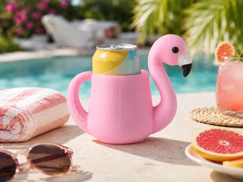 Đồ giữ lon nước hình chim hồng hạc (Flamingo Can Holder) - Image 1