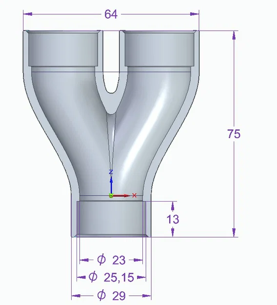 Khớp nối chia nhánh chữ Y cho ống ruột gà 25mm in 3D - Image 2