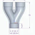 Khớp nối chia nhánh chữ Y cho ống ruột gà 25mm in 3D - Thumbnail 2