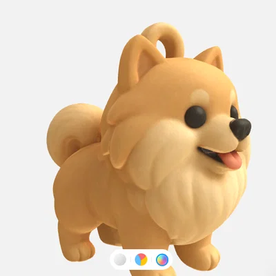 Mô hình móc khóa chó Pomeranian 3D dễ thương cho mọi người