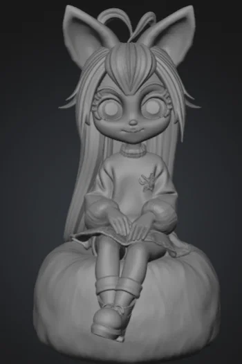 Mô hình 3D Cô gái mèo (Ragazza gatto) phong cách Manga đáng yêu - Image 1