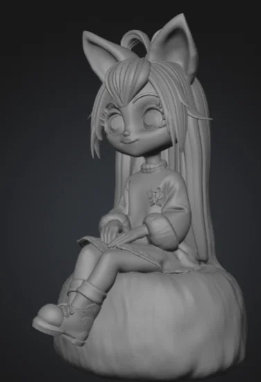 Mô hình 3D Cô gái mèo (Ragazza gatto) phong cách Manga đáng yêu - Image 3