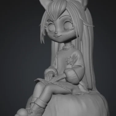 Mô hình 3D Cô gái mèo (Ragazza gatto) phong cách Manga đáng yêu