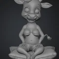 Mô hình 3D nhân vật bò cái (Cowgirl) ngồi trên gối siêu đáng yêu - Thumbnail 1