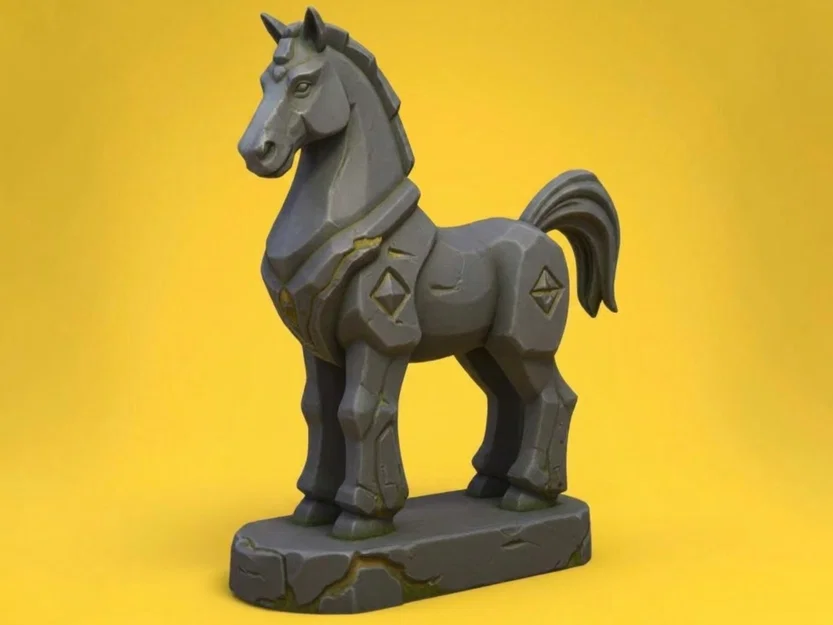 Tượng Ngựa Đá Phong Cách Low Poly - Image 1