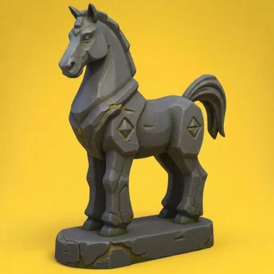 Tượng Ngựa Đá Phong Cách Low Poly