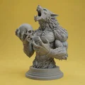 Tượng Bán Thân Người Sói Hú Cầm Đầu Lâu - Thumbnail 2