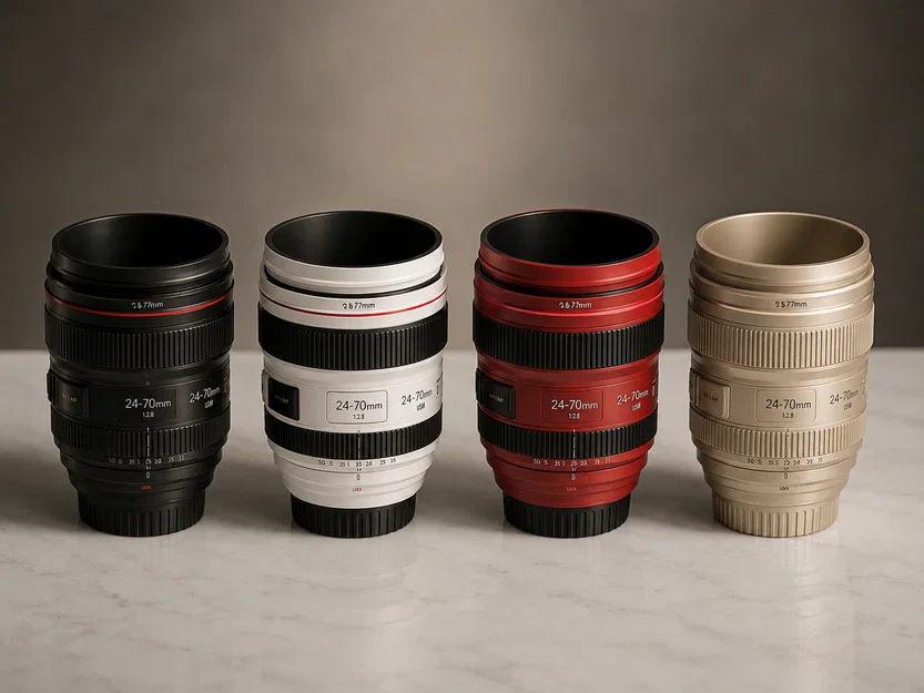 Bình hoa và ống đựng bút mô phỏng ống kính máy ảnh 24-70mm 3D - Image 1