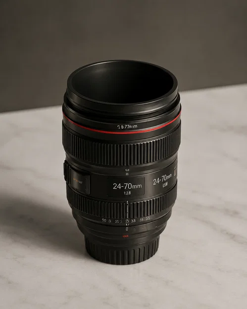 Bình hoa và ống đựng bút mô phỏng ống kính máy ảnh 24-70mm 3D - Image 2