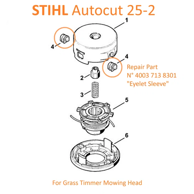 Ống lót đầu cắt cỏ STIHL Autocut 25-2 (Phụ tùng 4003 713 8301) - Image 1