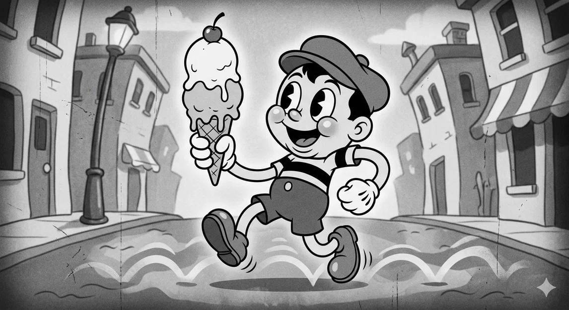 Mô hình 3D cậu bé cầm kem phong cách hoạt hình cổ điển (Ice cream boy) - Image 1