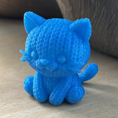Mô hình Mèo Ngồi Đan Len 3D