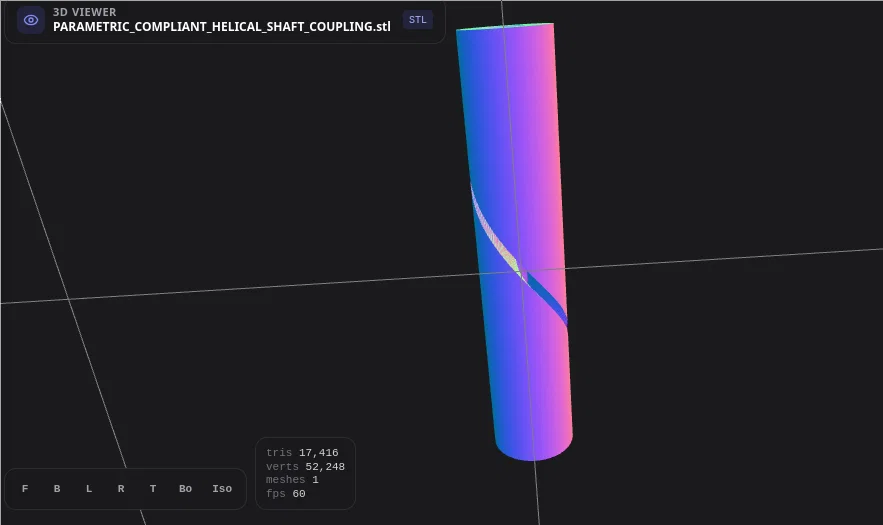 Khớp nối trục xoắn đàn hồi Parametric cho máy in 3D và CNC - Image 10