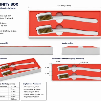 Khay Đựng Bàn Chải Đồng Sắt Gridfinity Tiện Lợi Cho Bàn Làm Việc