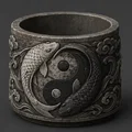 Mẫu in 3D chậu cây GingYang họa tiết cá chép âm dương độc đáo - Thumbnail 1