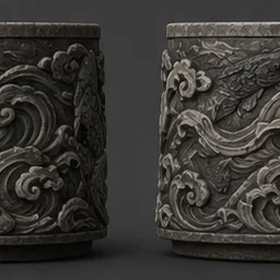 Mẫu in 3D chậu cây GingYang họa tiết cá chép âm dương độc đáo
