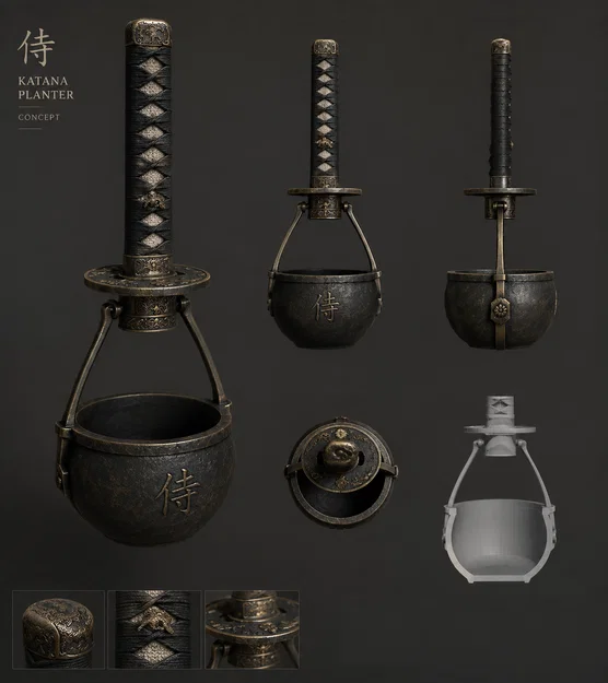Katana Planter - Mô hình chậu cây treo phong cách võ sĩ đạo độc đáo - Image 1