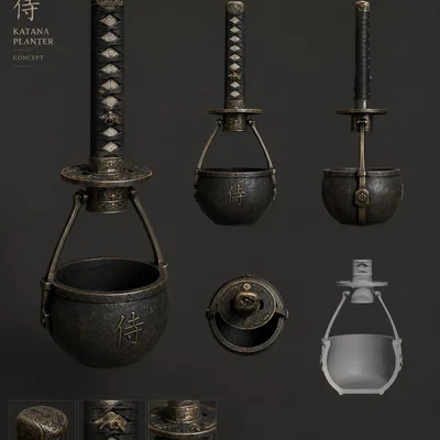 Katana Planter - Mô hình chậu cây treo phong cách võ sĩ đạo độc đáo