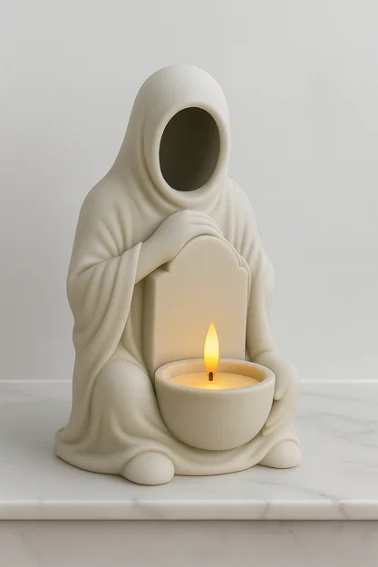 Mẫu STL Giá Đỡ Nến Thầy Tu Trùm Mũ Không Mặt | Tượng Nến Trà Phong Cách Gothic - Image 1
