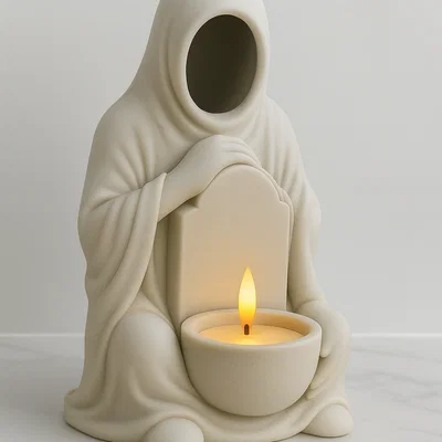 Mẫu STL Giá Đỡ Nến Thầy Tu Trùm Mũ Không Mặt | Tượng Nến Trà Phong Cách Gothic